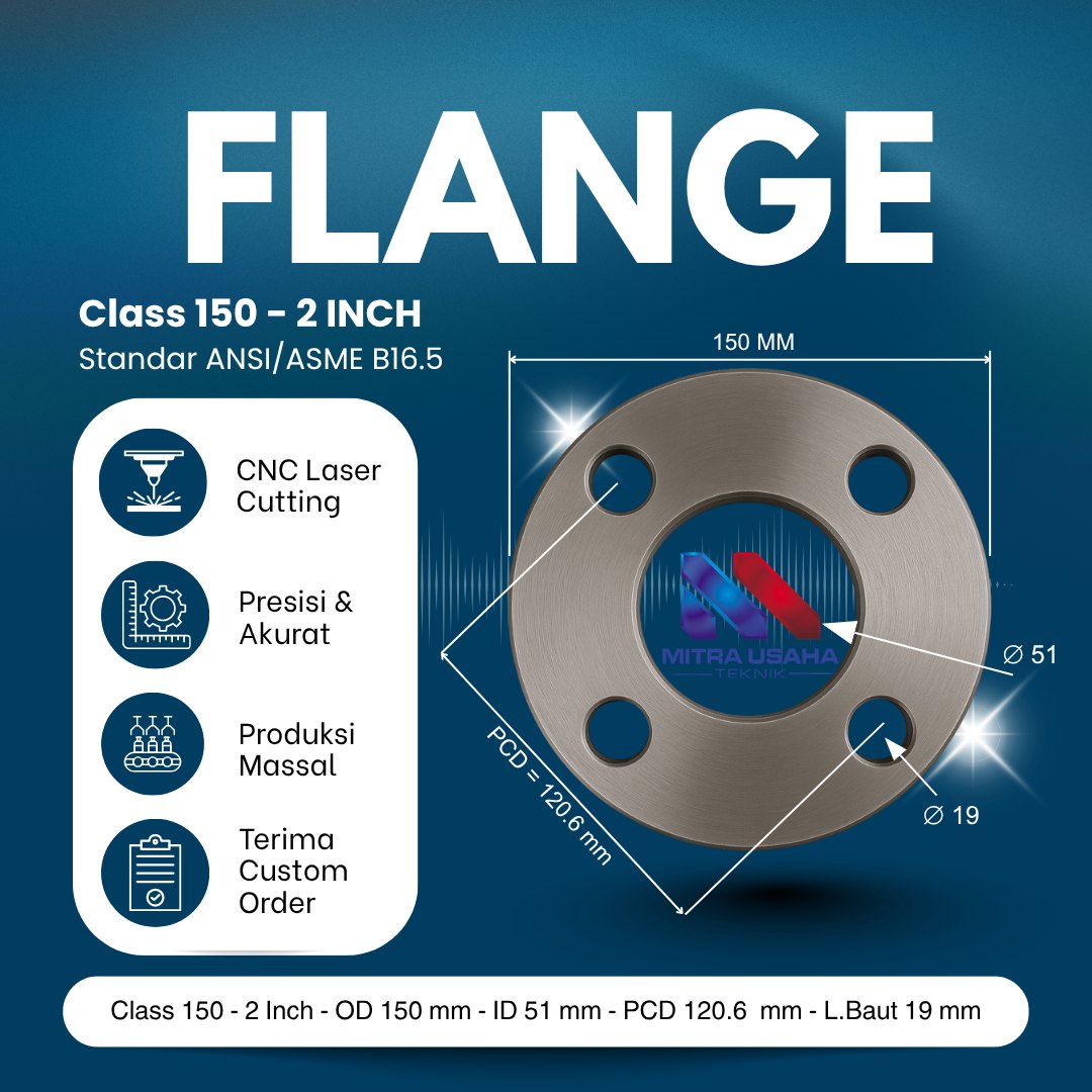 Flange ANSI 150 2 inch OD 150 ID 51 L. Baut 19